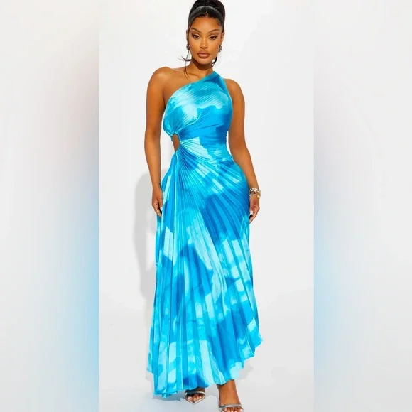 Fashion Nova | Dresses | Brand New Wout Tags Fashion Nova Nicole Pleated Maxi  Dress Blue Size Xs | Poshmark